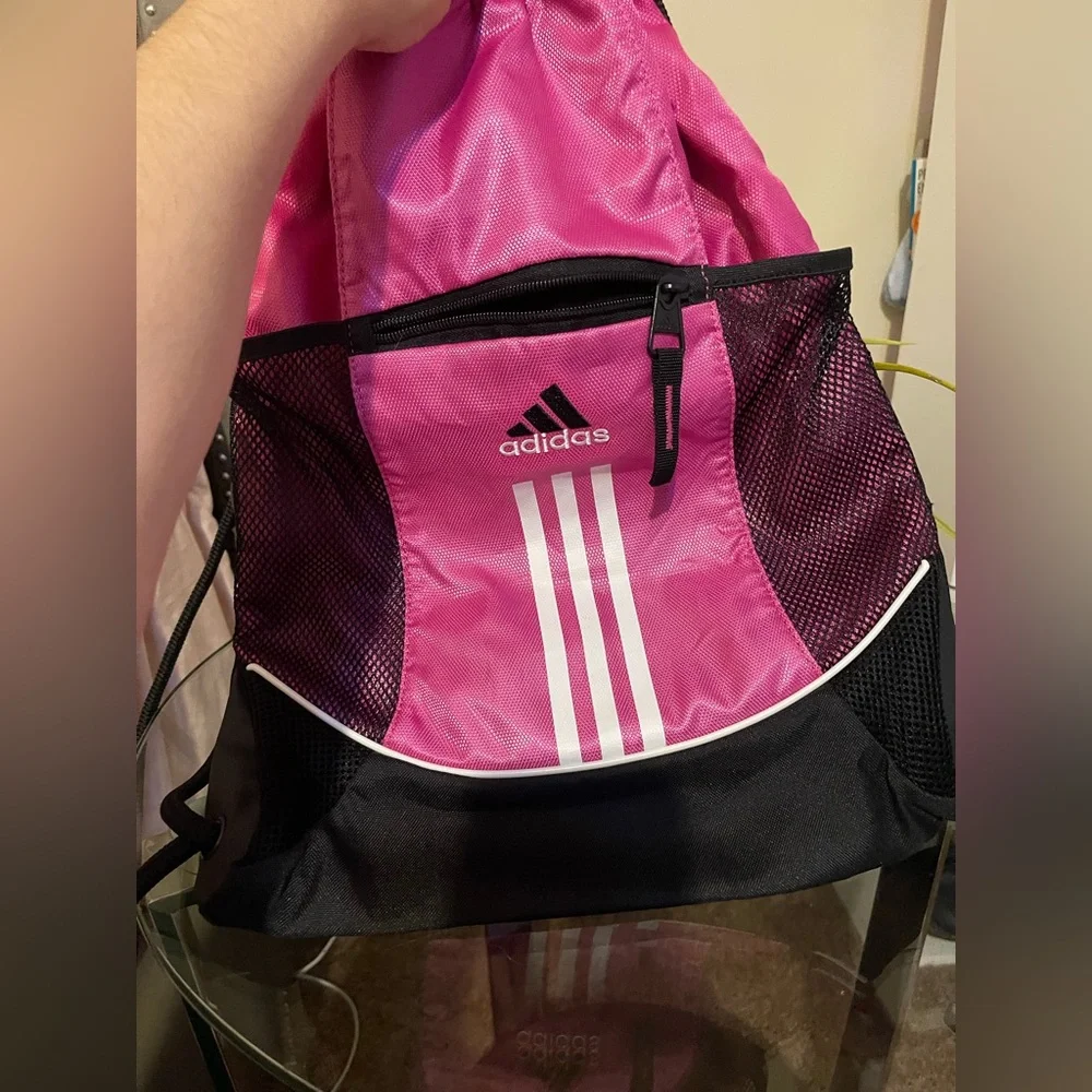 Adidas Vibrant Pink and Black Backpack - Picture 2 of 3